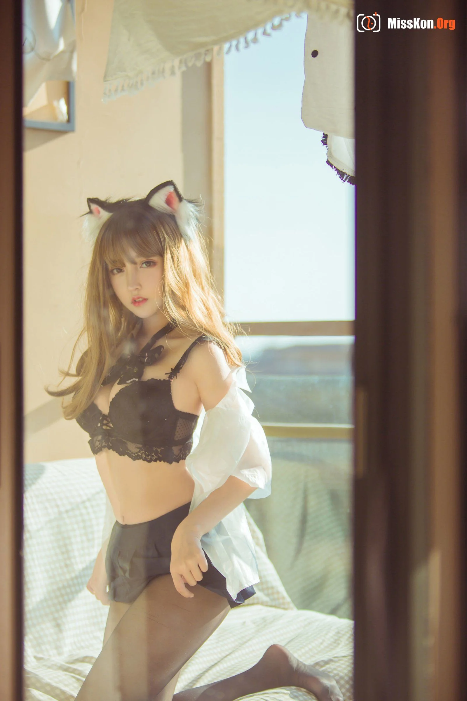 Expired Rice Noodle Meow: Balcony black silk sexy pussy - Photo 10