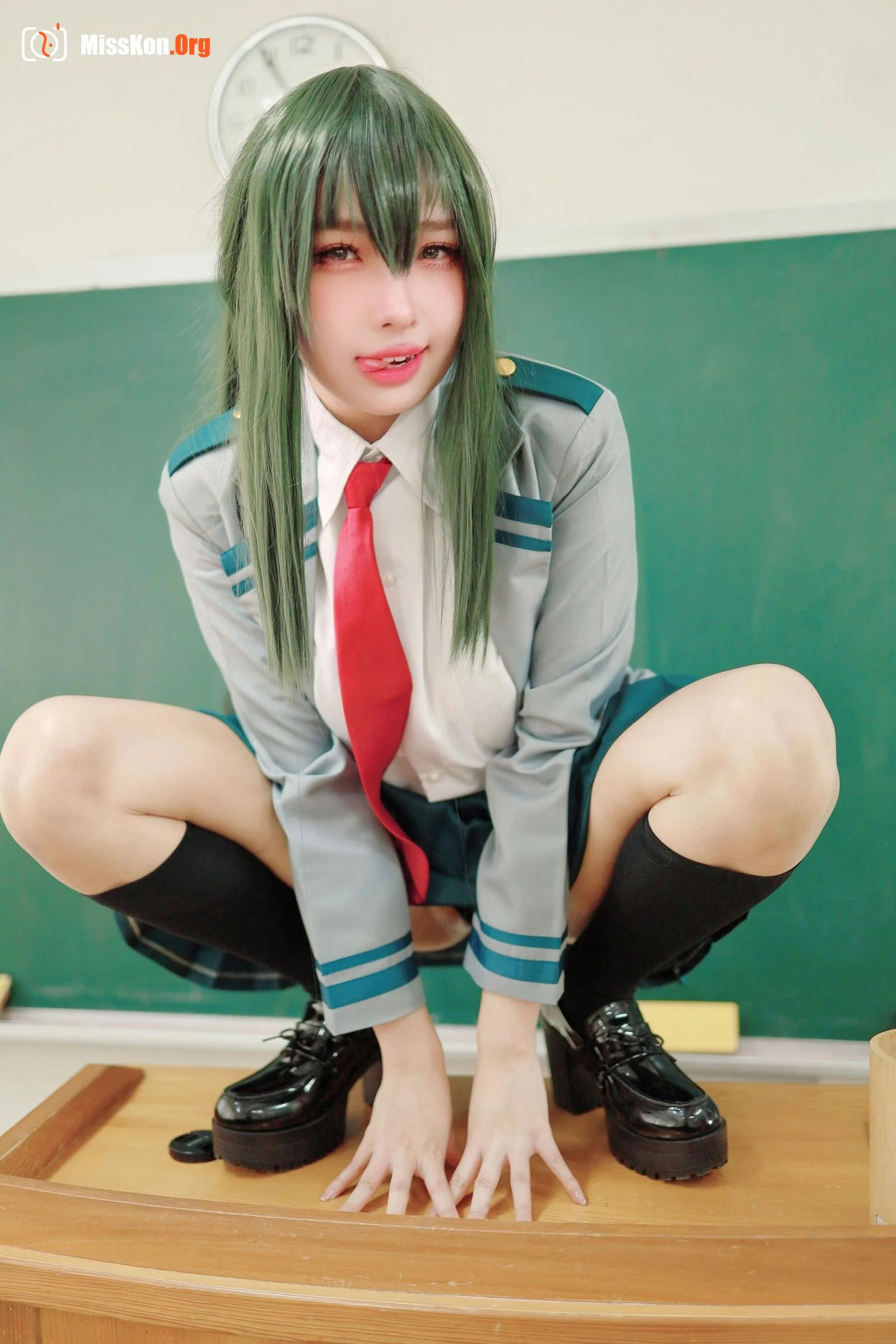 Momo: Frog blowing plum rain school uniform Asui Tsuyu - Photo 19